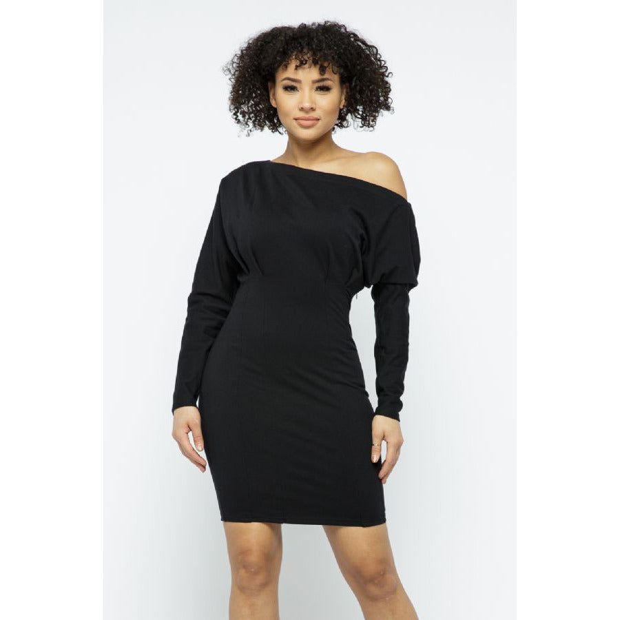 French Terry Off Shoulder Dress