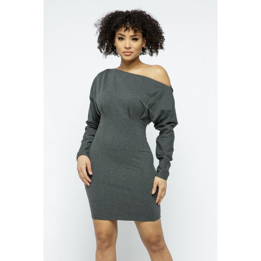 French Terry Off Shoulder Dress